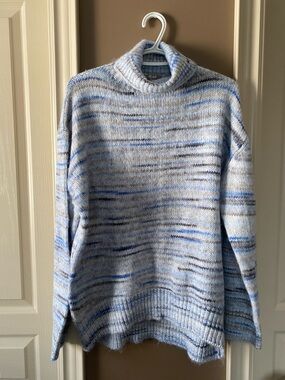 Mexx Blue and Light Gray Striped Knit Sweater